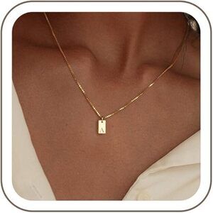 INITIAL NECKLACES FOR WOMEN 14K GOLD PLATED LETTER NECKLACE DAINTY NAME PENDANT